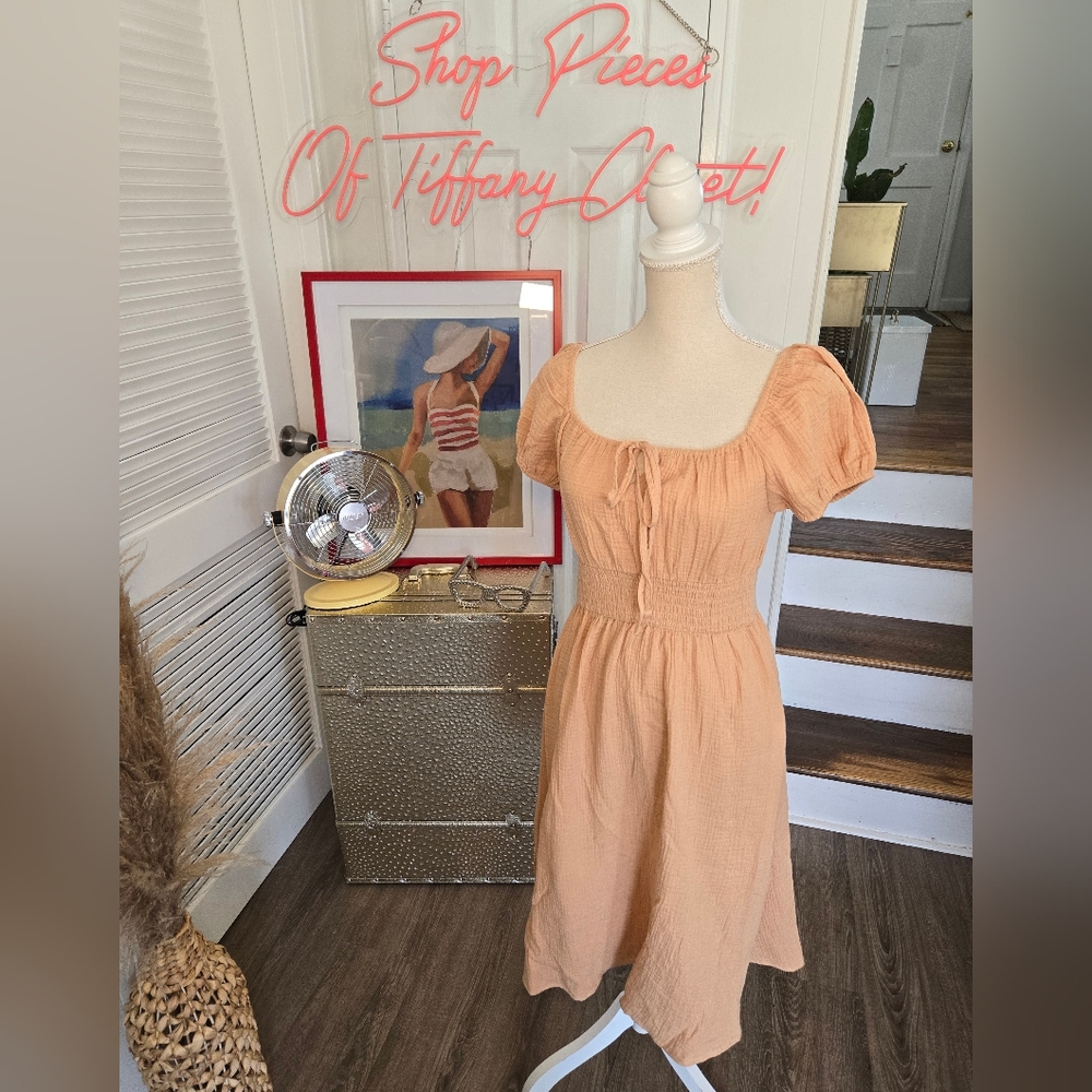 CUTE TAN MIDI DRESS BY POPULAR 21